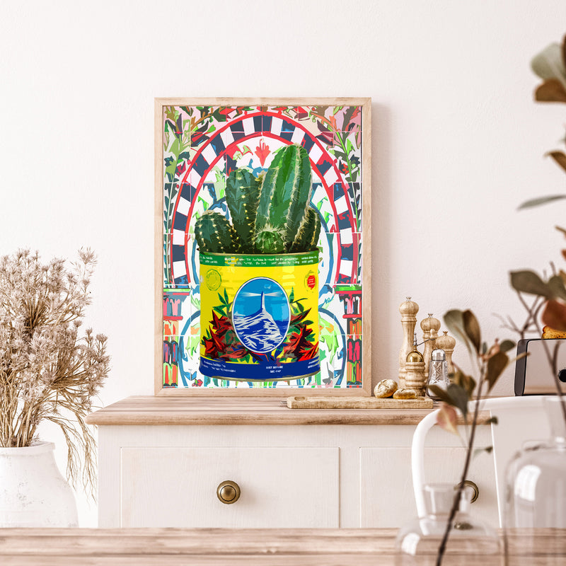 Affiche Pop Art | Cactus Harissa fond zellige